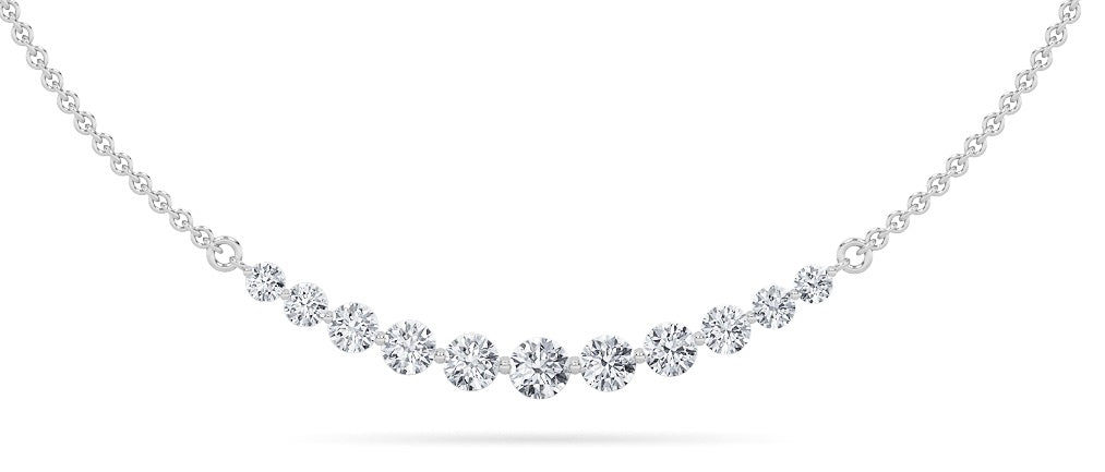 3Cttw Round Shaped Lab Grown Diamond (F/VS) Graduating half    Necklace in 14K Gold