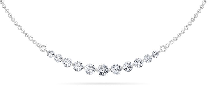 3Cttw Round Shaped Lab Grown Diamond (F/VS) Graduating half    Necklace in 14K Gold