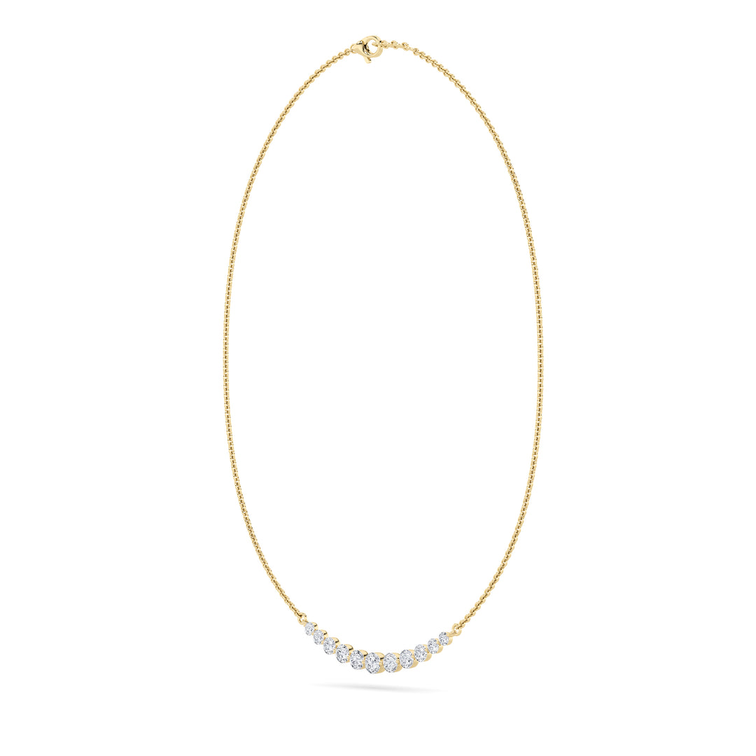 3Cttw Round Shaped Lab Grown Diamond (F/VS) Graduating half    Necklace in 14K Gold