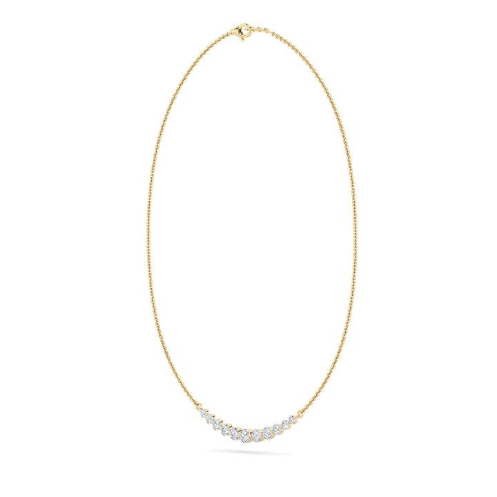 3Cttw Round Shaped Lab Grown Diamond (F/VS) Graduating half    Necklace in 14K Gold