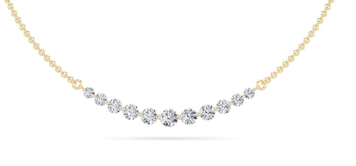 3Cttw Round Shaped Lab Grown Diamond (F/VS) Graduating half    Necklace in 14K Gold