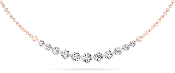 3Cttw Round Shaped Lab Grown Diamond (F/VS) Graduating half    Necklace in 14K Gold