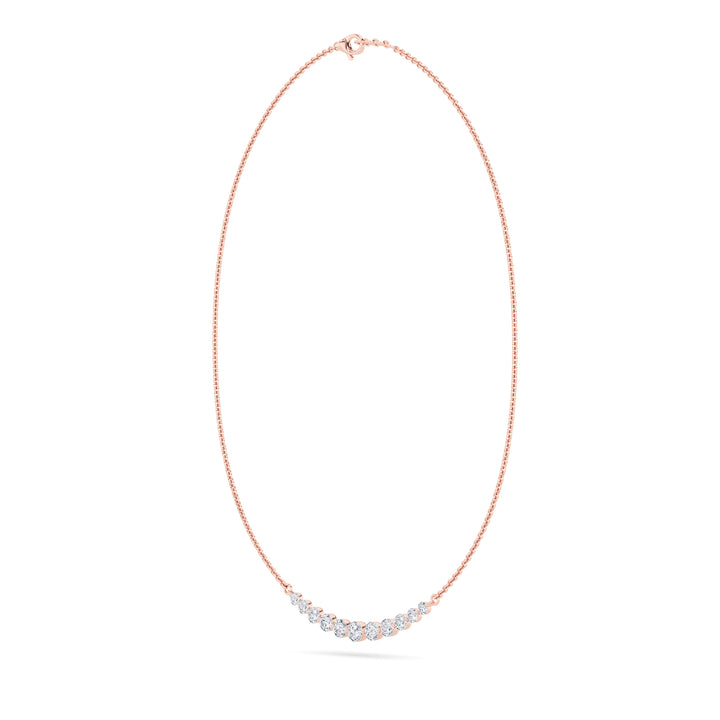 3Cttw Round Shaped Lab Grown Diamond (F/VS) Graduating half    Necklace in 14K Gold