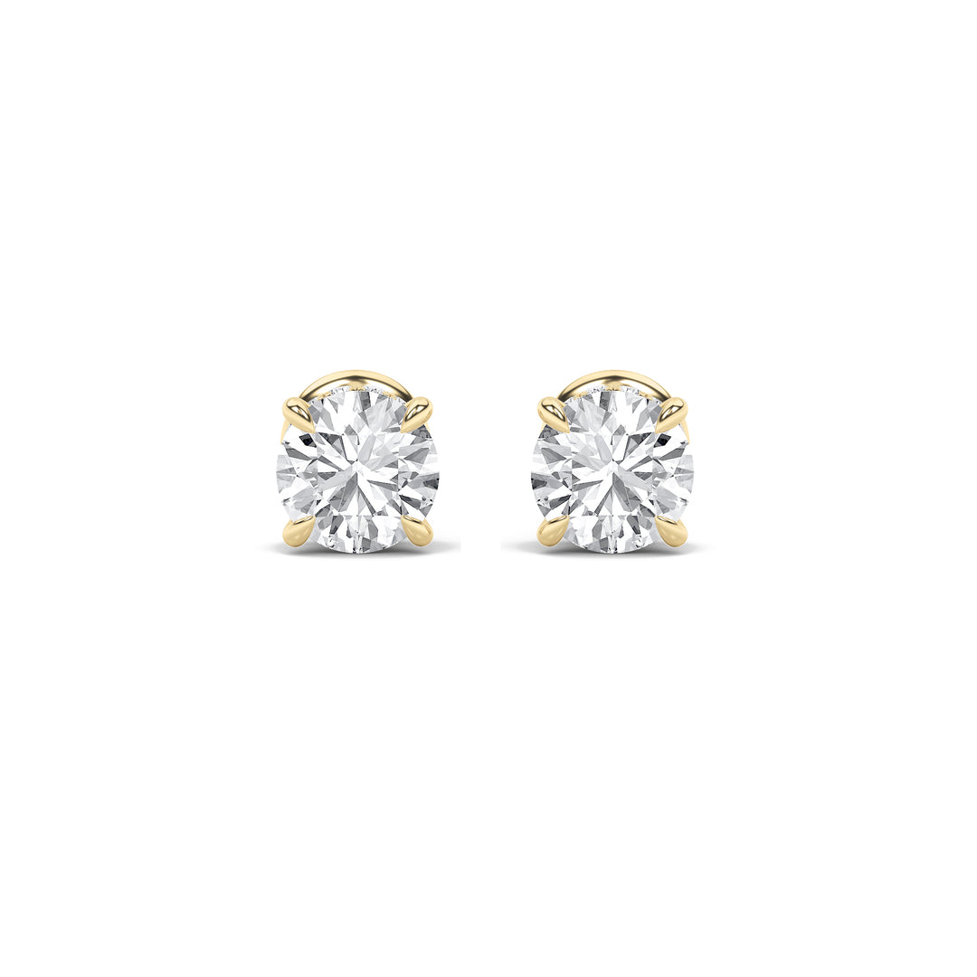 1CTW Round Shaped Lab Grown Diamond (F/VS) Hidden Halo Stud Earrings in 14K Gold