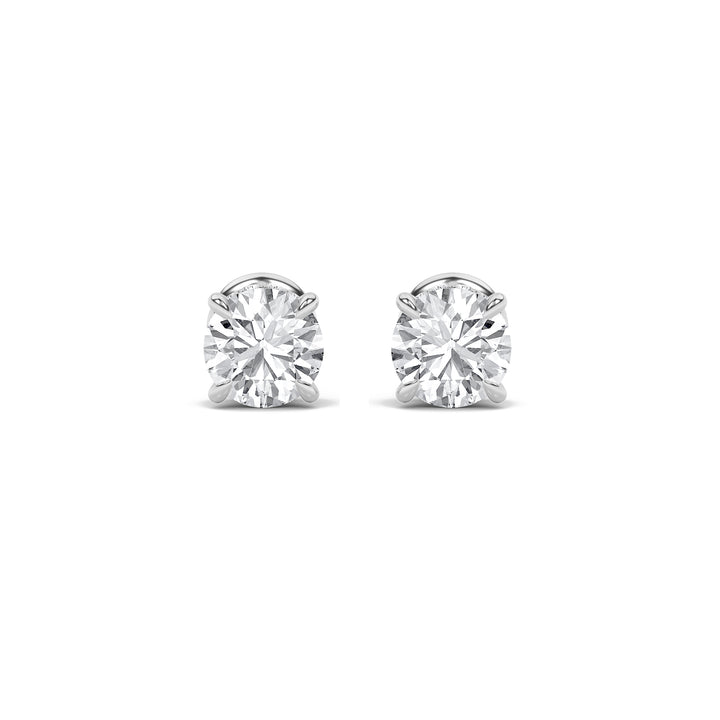 3CTW Round Shaped Lab Grown Diamond (F/VS) Hidden Halo Stud Earrings in 14K Gold