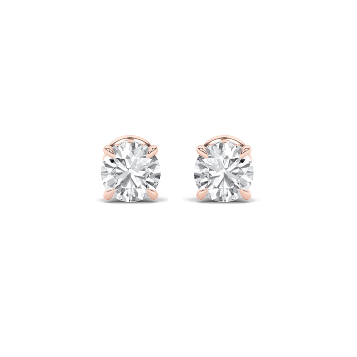 3CTW Round Shaped Lab Grown Diamond (F/VS) Hidden Halo Stud Earrings in 14K Gold