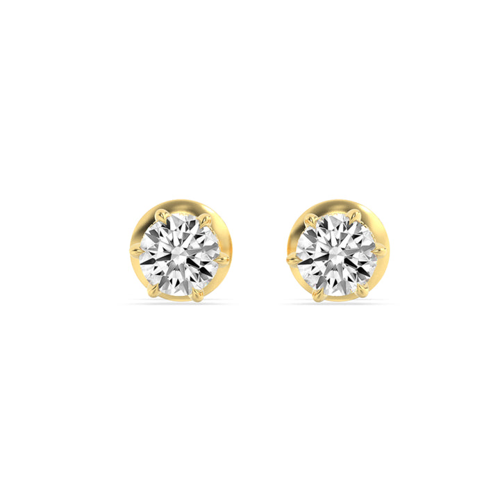 3Cttw Round Shaped Lab Grown Diamond (F/VS) Hidden Halo Stud Earrings in 14K Gold