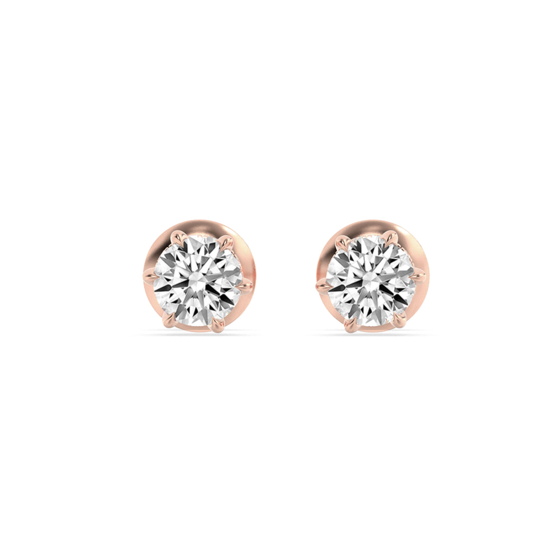 3Cttw Round Shaped Lab Grown Diamond (F/VS) Hidden Halo Stud Earrings in 14K Gold