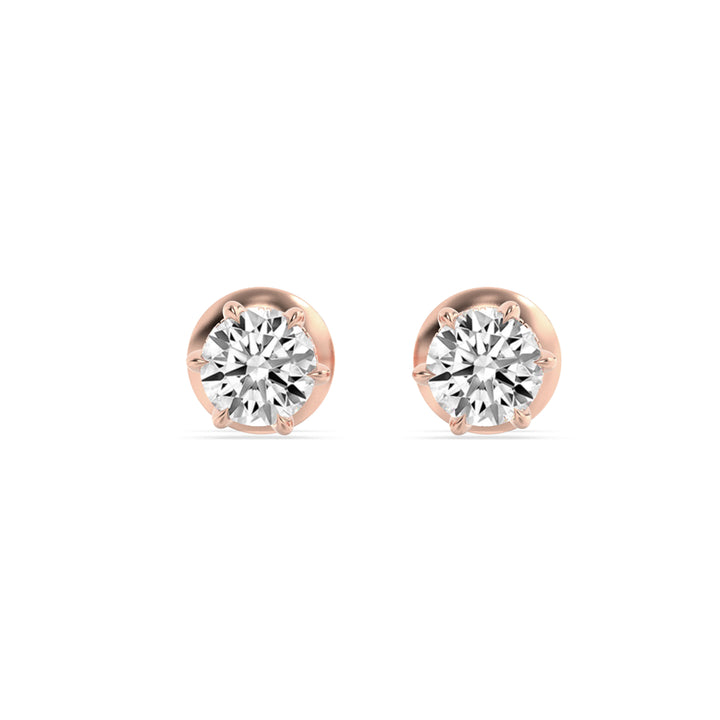 3Cttw Round Shaped Lab Grown Diamond (F/VS) Hidden Halo Stud Earrings in 14K Gold