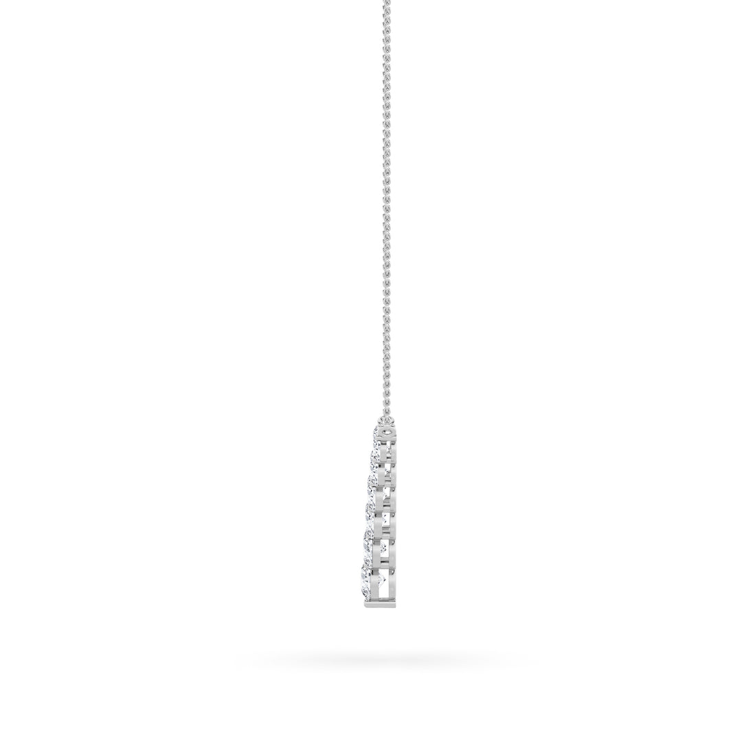 5Cttw Round Shaped Lab Grown Diamond (F/VS) Graduating V Necklace in 14K Gold