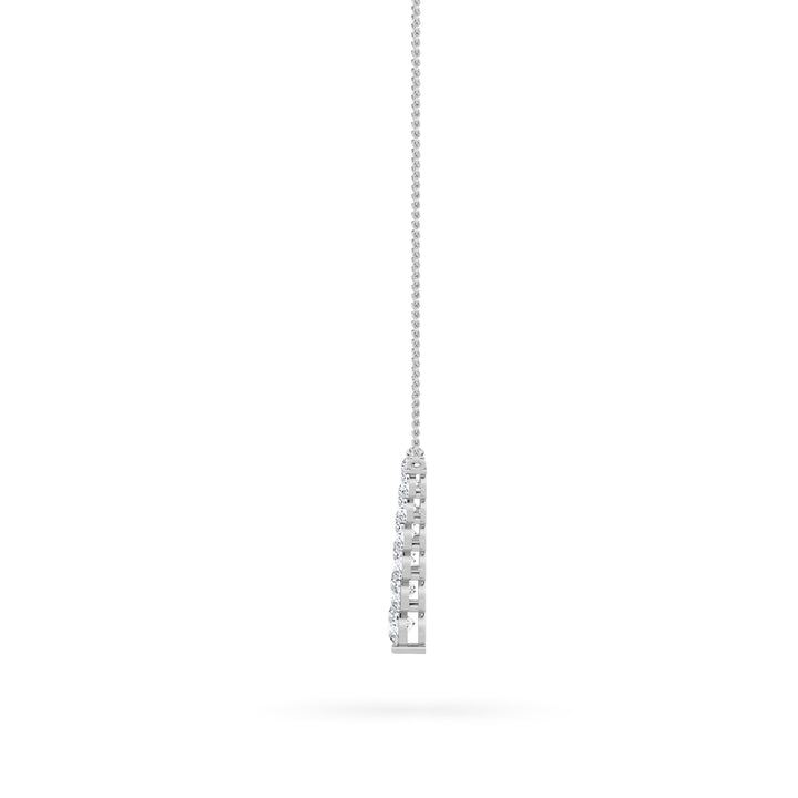 5Cttw Round Shaped Lab Grown Diamond (F/VS) Graduating V Necklace in 14K Gold