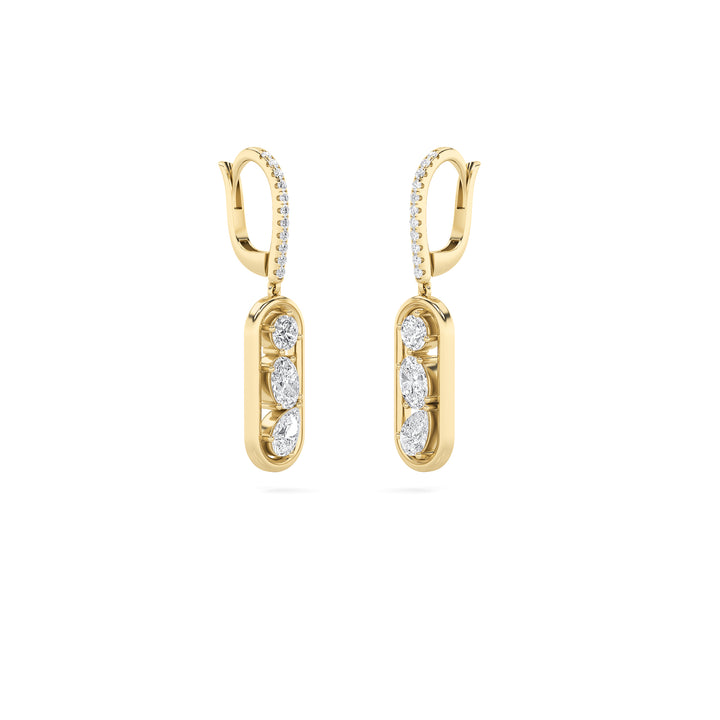 1.5Cttw Mixed Shaped Lab Grown Diamond (F/VS) Paperclip Dangle Earrings in 14K Gold