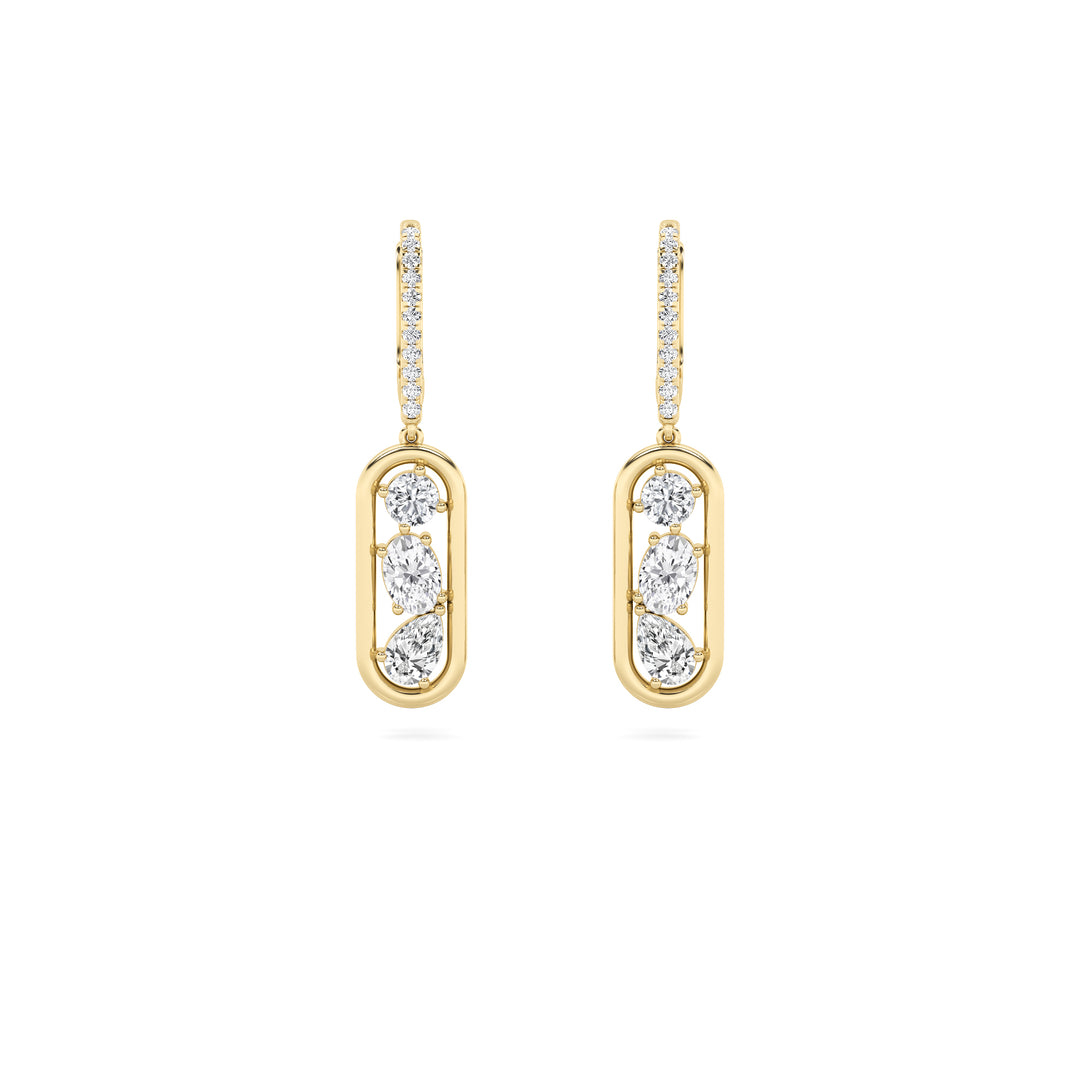 1.5Cttw Mixed Shaped Lab Grown Diamond (F/VS) Paperclip Dangle Earrings in 14K Gold