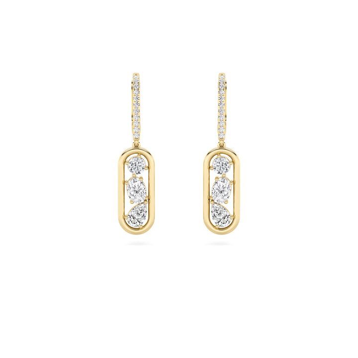 1.5Cttw Mixed Shaped Lab Grown Diamond (F/VS) Paperclip Dangle Earrings in 14K Gold