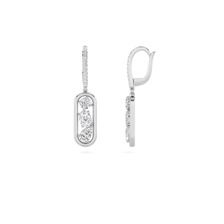 1.75Cttw Mixed Shaped Lab Grown Diamond (F/VS) Paperclip Dangle Earrings in 14K Gold