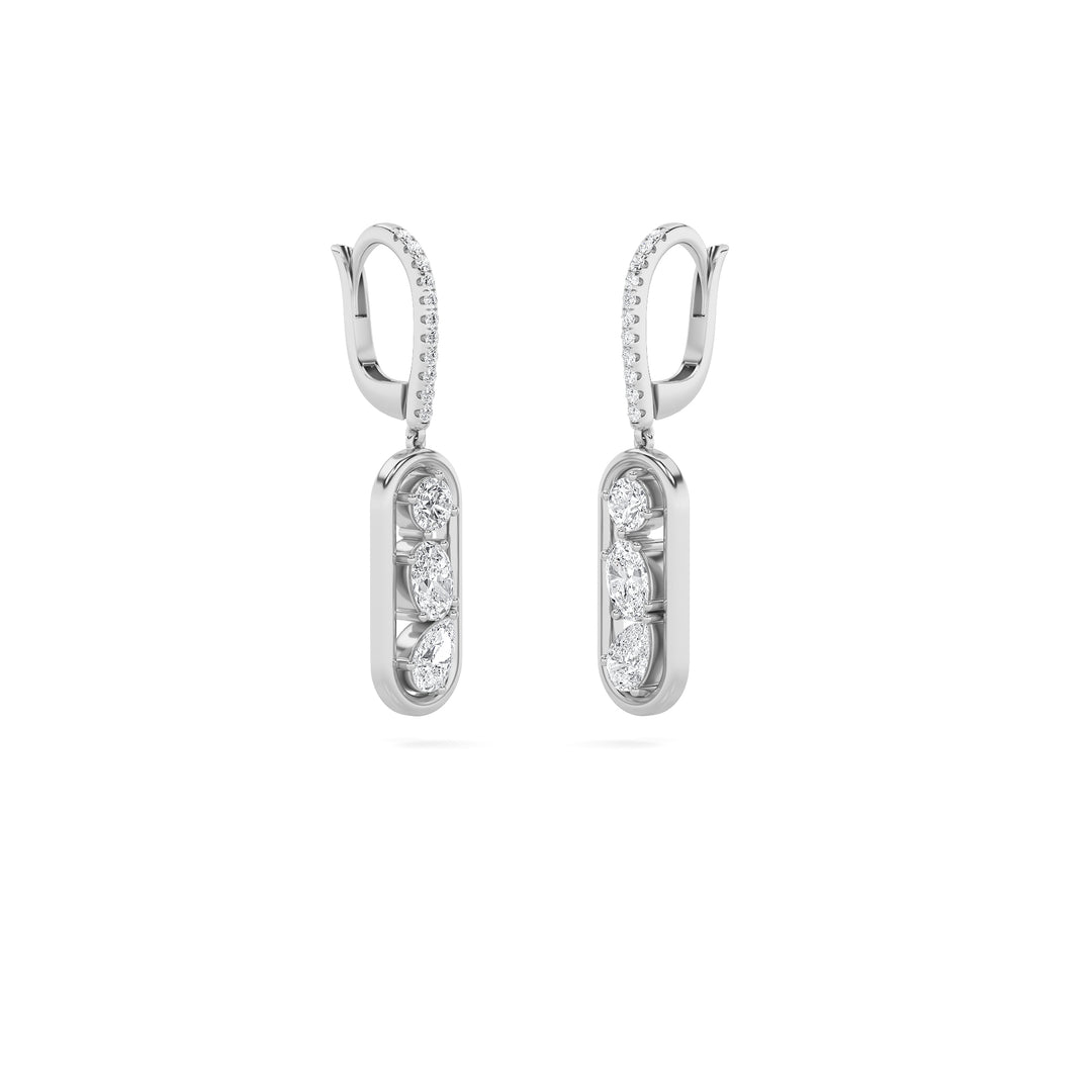 1.75Cttw Mixed Shaped Lab Grown Diamond (F/VS) Paperclip Dangle Earrings in 14K Gold