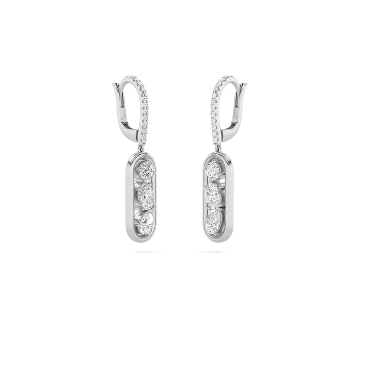 1.75Cttw Mixed Shaped Lab Grown Diamond (F/VS) Paperclip Dangle Earrings in 14K Gold
