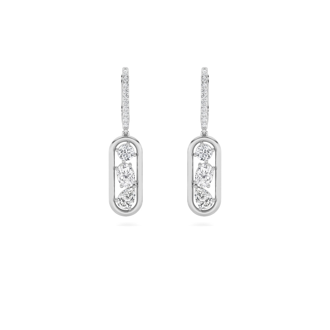 1.75Cttw Mixed Shaped Lab Grown Diamond (F/VS) Paperclip Dangle Earrings in 14K Gold