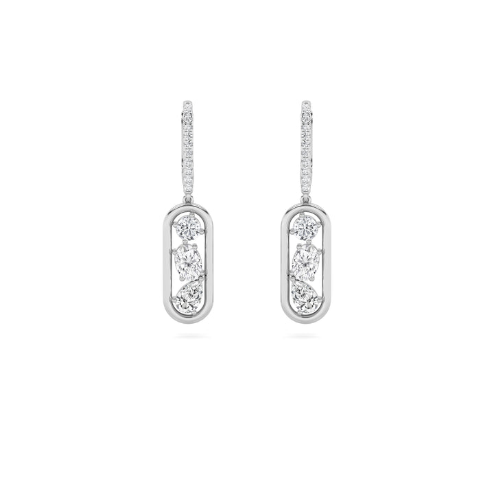 1.75Cttw Mixed Shaped Lab Grown Diamond (F/VS) Paperclip Dangle Earrings in 14K Gold