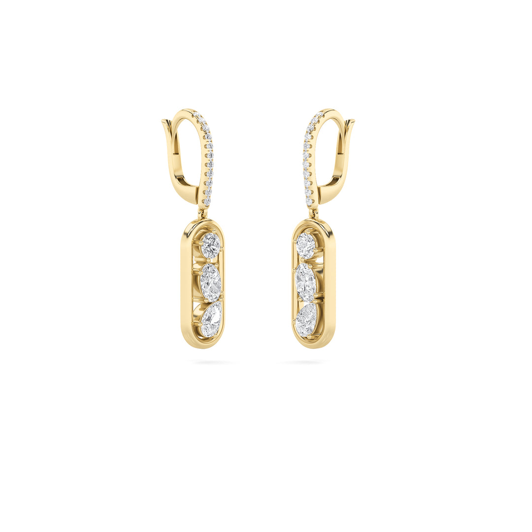 1.75Cttw Mixed Shaped Lab Grown Diamond (F/VS) Paperclip Dangle Earrings in 14K Gold