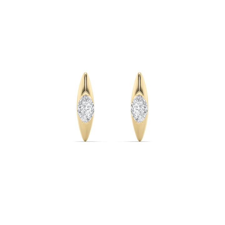 1CTW Marquise Shaped Lab Grown Diamond (F/VS) Solitaire Huggie  Earrings in 14K Gold
