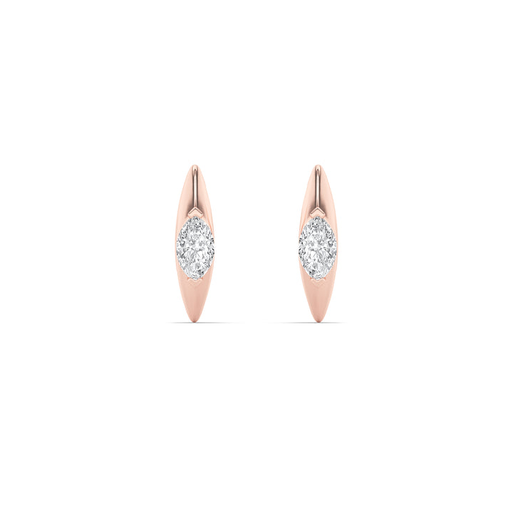 1CTW Marquise Shaped Lab Grown Diamond (F/VS) Solitaire Huggie  Earrings in 14K Gold