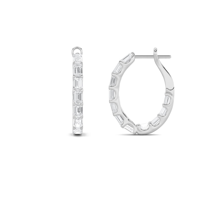 4.75Cttw Emerald Shaped Lab Grown Diamond (G/VS) Inside Out Hoop Earrings in 14K Gold