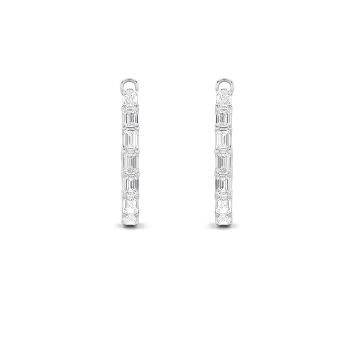 4.75Cttw Emerald Shaped Lab Grown Diamond (G/VS) Inside Out Hoop Earrings in 14K Gold