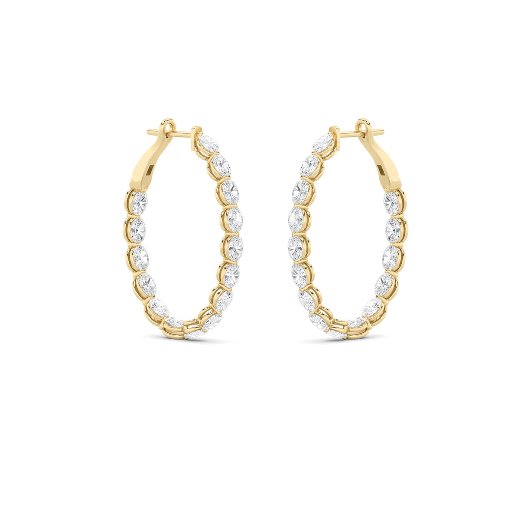 6Cttw Oval Shaped Lab Grown Diamond (F/VS) InsideOut Hoop Earrings in 14K Gold