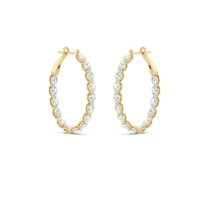 6Cttw Oval Shaped Lab Grown Diamond (F/VS) InsideOut Hoop Earrings in 14K Gold
