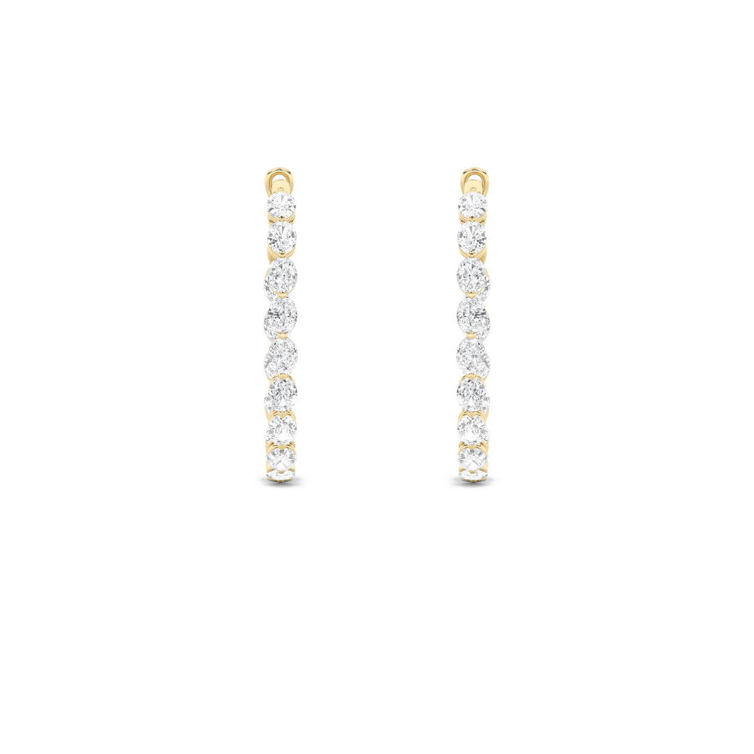 6Cttw Oval Shaped Lab Grown Diamond (F/VS) InsideOut Hoop Earrings in 14K Gold