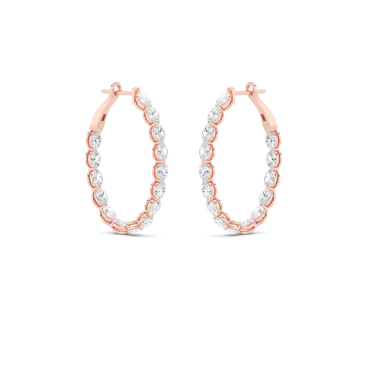 6Cttw Oval Shaped Lab Grown Diamond (F/VS) InsideOut Hoop Earrings in 14K Gold