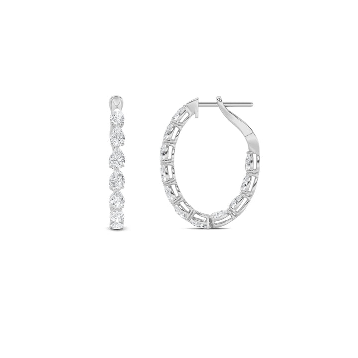 4.25Cttw Pear Shaped Lab Grown Diamond (F/VS) Inside Out Hoop Earrings in 14K Gold