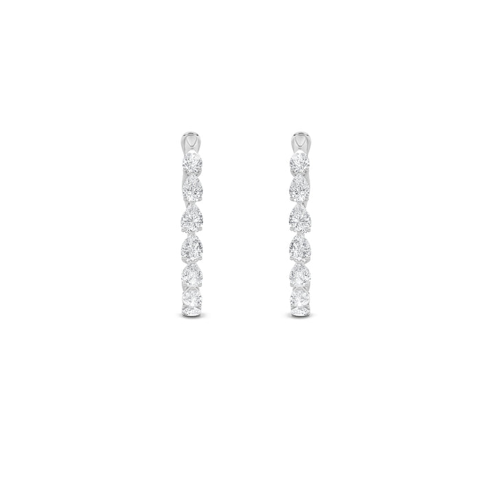 4.25Cttw Pear Shaped Lab Grown Diamond (F/VS) Inside Out Hoop Earrings in 14K Gold