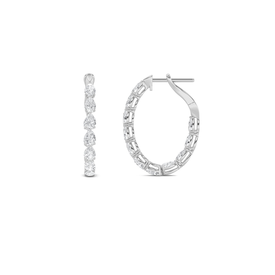 4.25Cttw Pear Shaped Lab Grown Diamond (G/VS) Inside Out Hoop Earrings in 14K Gold