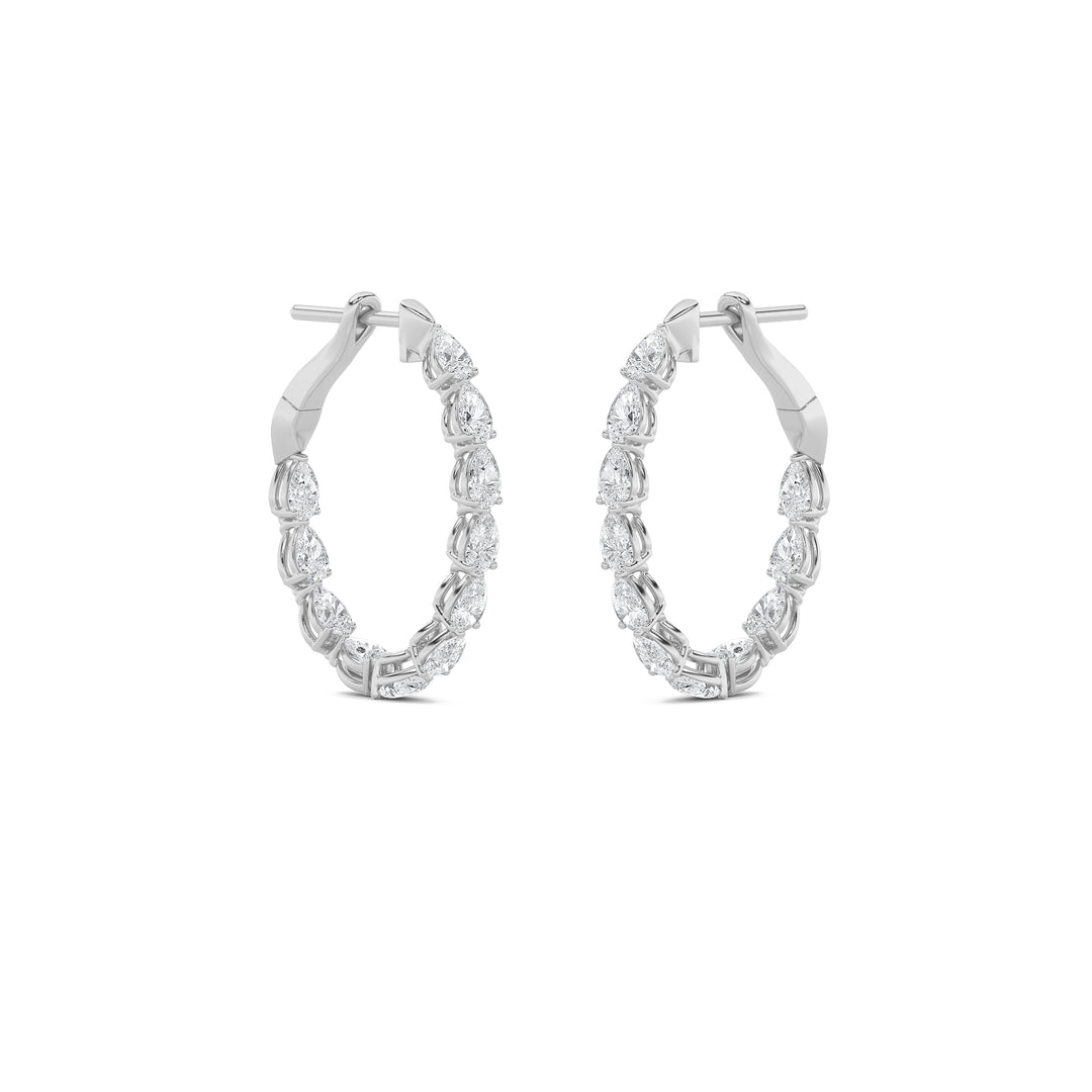 4.25Cttw Pear Shaped Lab Grown Diamond (G/VS) Inside Out Hoop Earrings in 14K Gold