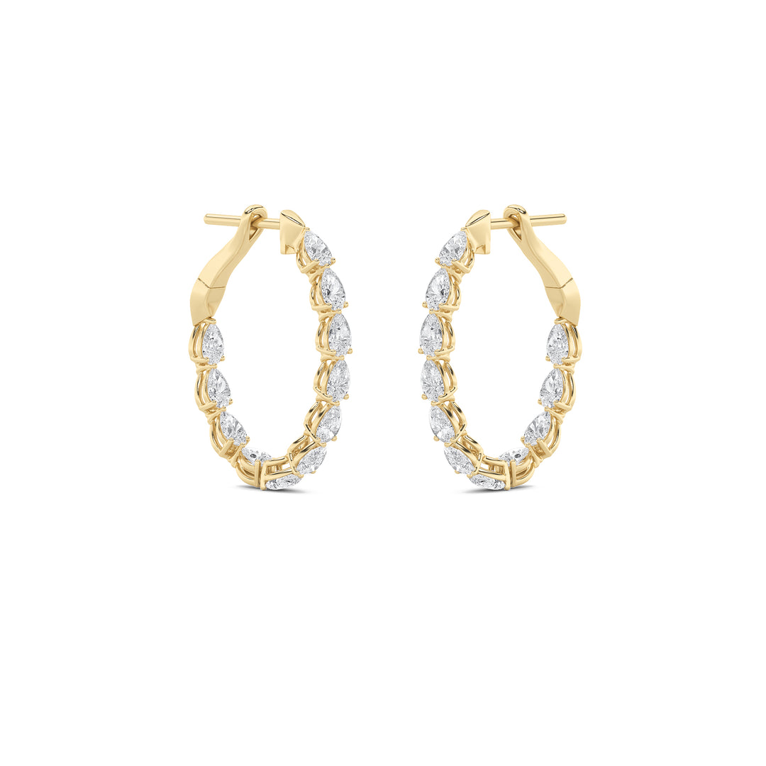 4.25Cttw Pear Shaped Lab Grown Diamond (F/VS) Inside Out Hoop Earrings in 14K Gold