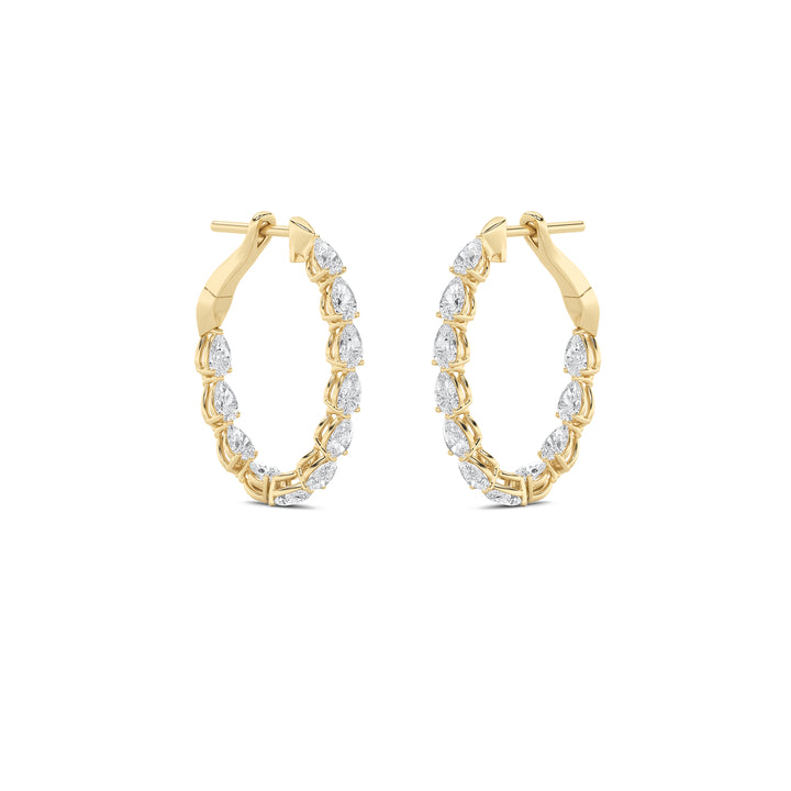4.25Cttw Pear Shaped Lab Grown Diamond (F/VS) Inside Out Hoop Earrings in 14K Gold