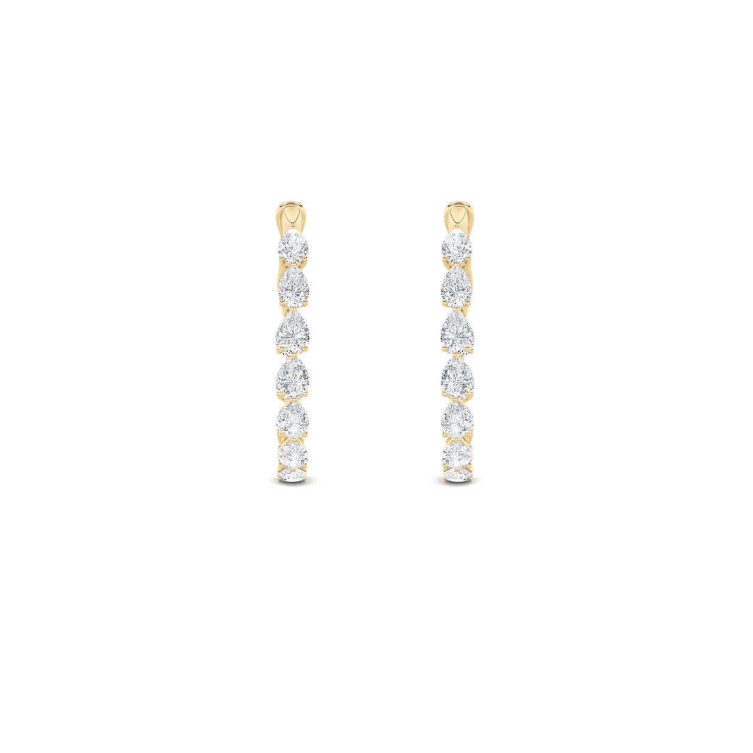 4.25Cttw Pear Shaped Lab Grown Diamond (F/VS) Inside Out Hoop Earrings in 14K Gold
