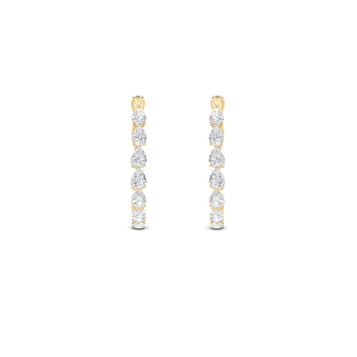 4.25Cttw Pear Shaped Lab Grown Diamond (F/VS) Inside Out Hoop Earrings in 14K Gold
