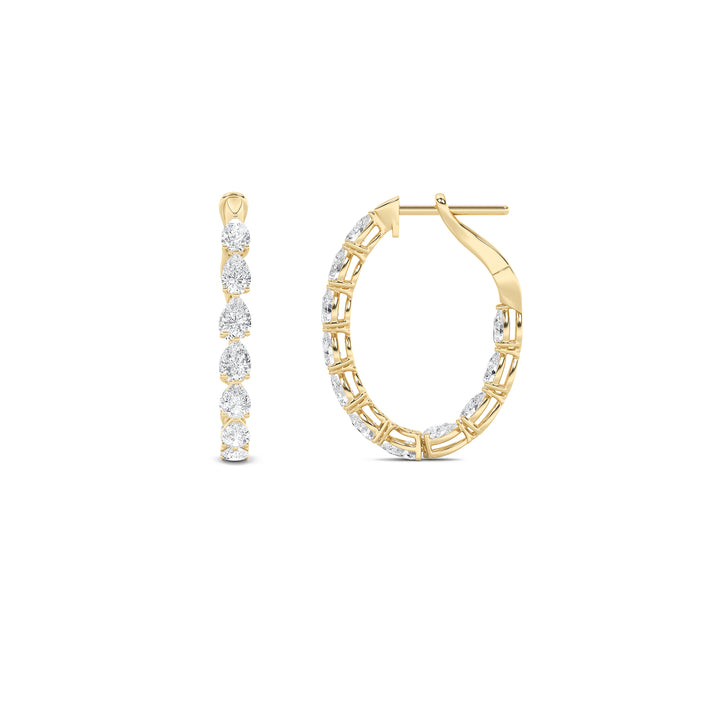 4.25Cttw Pear Shaped Lab Grown Diamond (G/VS) Inside Out Hoop Earrings in 14K Gold