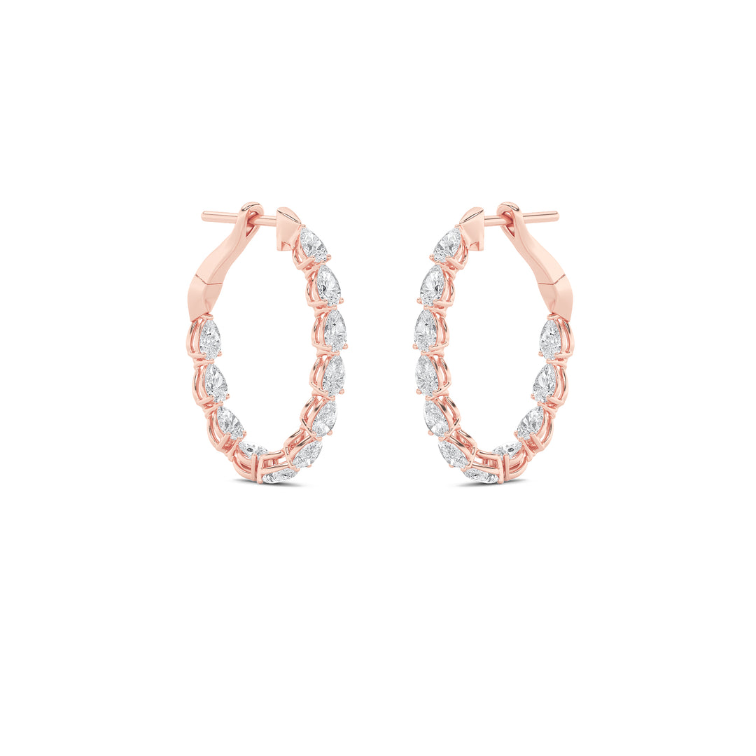 4.25Cttw Pear Shaped Lab Grown Diamond (G/VS) Inside Out Hoop Earrings in 14K Gold
