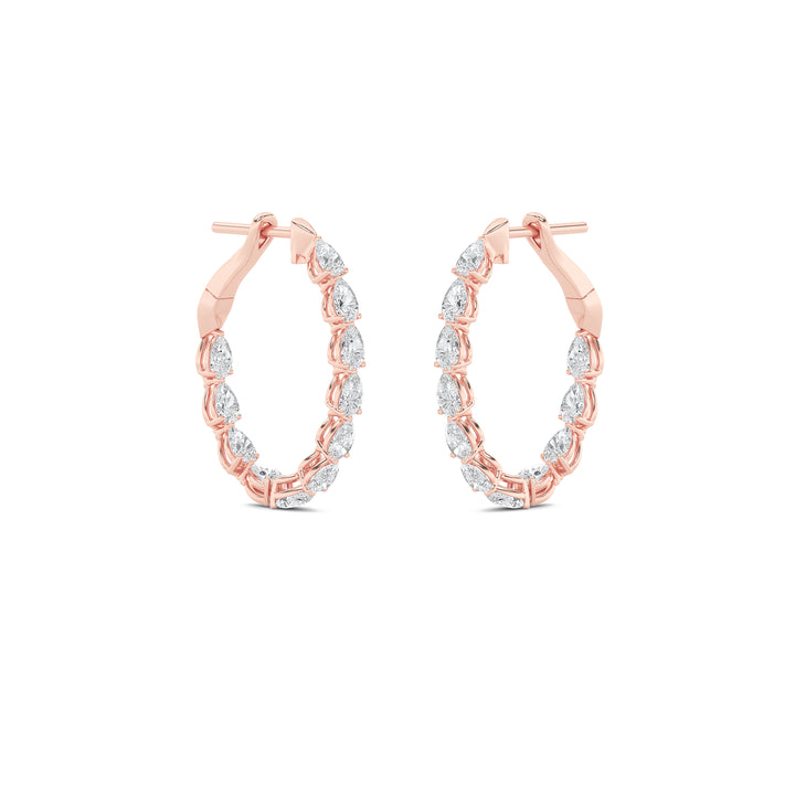 4.25Cttw Pear Shaped Lab Grown Diamond (G/VS) Inside Out Hoop Earrings in 14K Gold