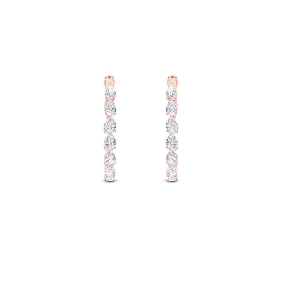 4.25Cttw Pear Shaped Lab Grown Diamond (G/VS) Inside Out Hoop Earrings in 14K Gold