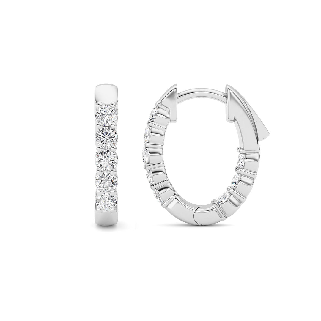 1CTW Round Shaped Lab Grown Diamond (F/VS) Inside Out Hoop Earring in 14K Gold