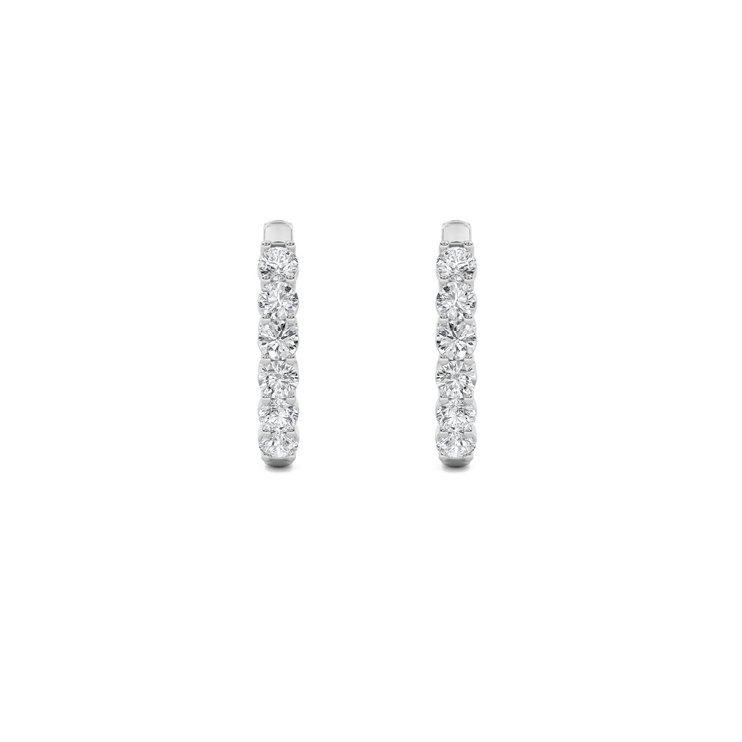 1CTW Round Shaped Lab Grown Diamond (F/VS) Inside Out Hoop Earring in 14K Gold