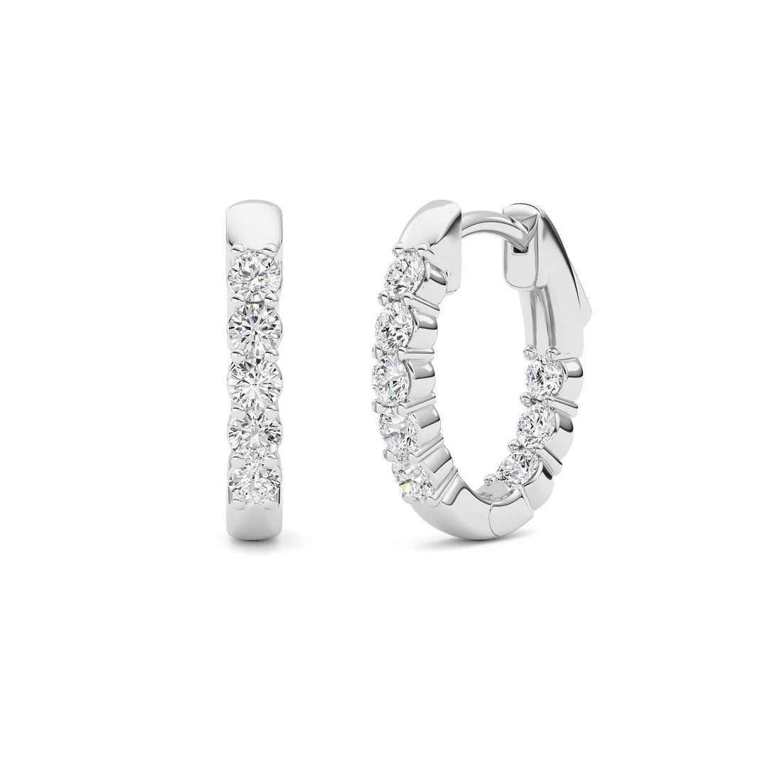 1CTW Round Shaped Lab Grown Diamond (F/VS) Inside Out Hoop Earring in 14K Gold