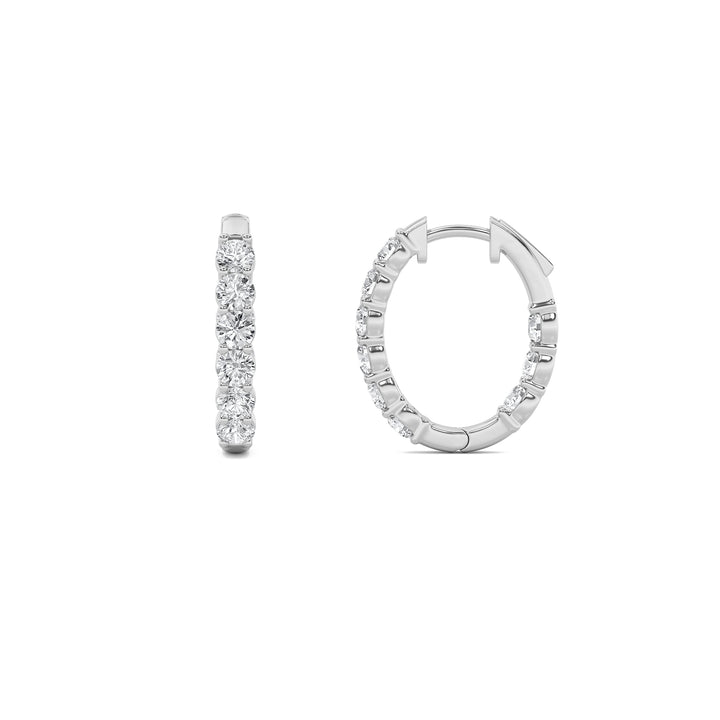 1.5CTW Round Shaped Lab Grown Diamond (F/VS) Inside Out Hoop Earrings in 14K Gold