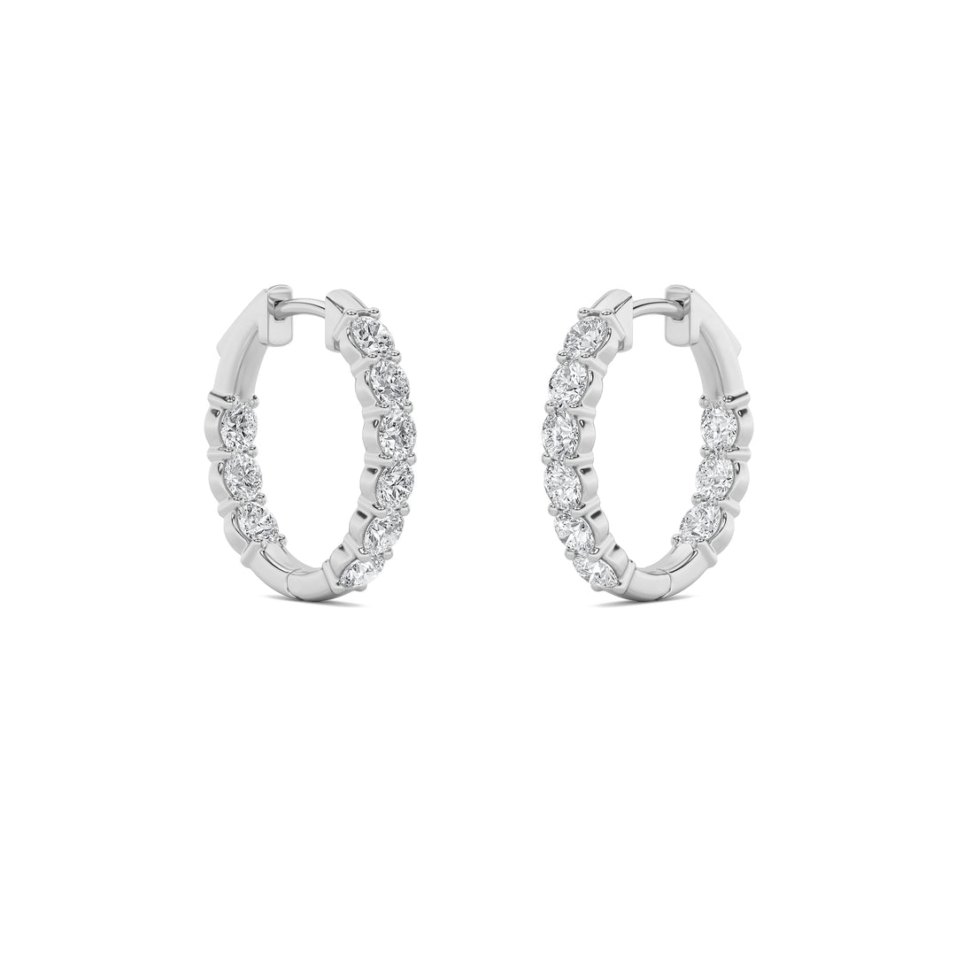 1.5CTW Round Shaped Lab Grown Diamond (F/VS) Inside Out Hoop Earrings in 14K Gold
