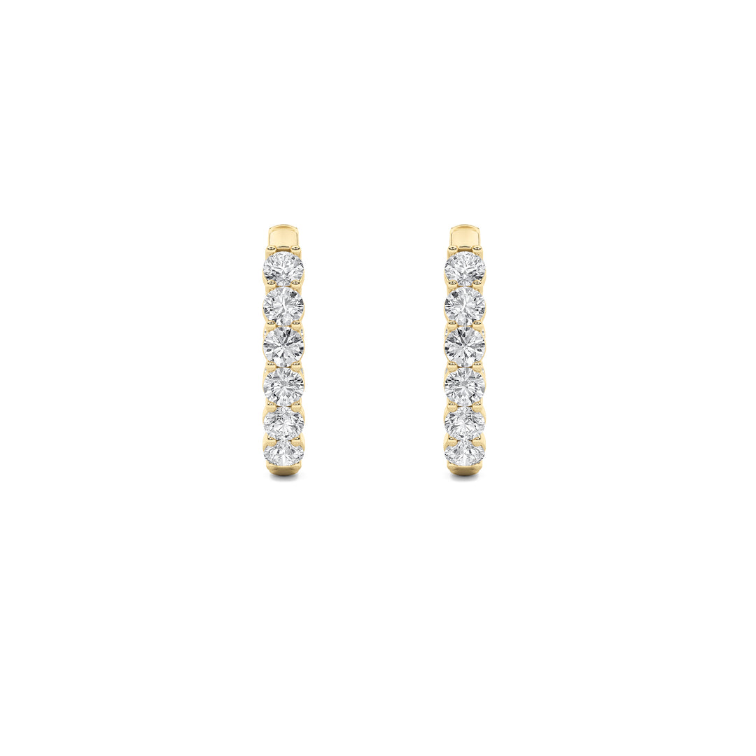 1.5CTW Round Shaped Lab Grown Diamond (F/VS) Inside Out Hoop Earrings in 14K Gold